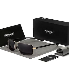 Óculos De Sol Polarizados Masculino Moldura Quadrada Classico Protecao Uv400 Dourado