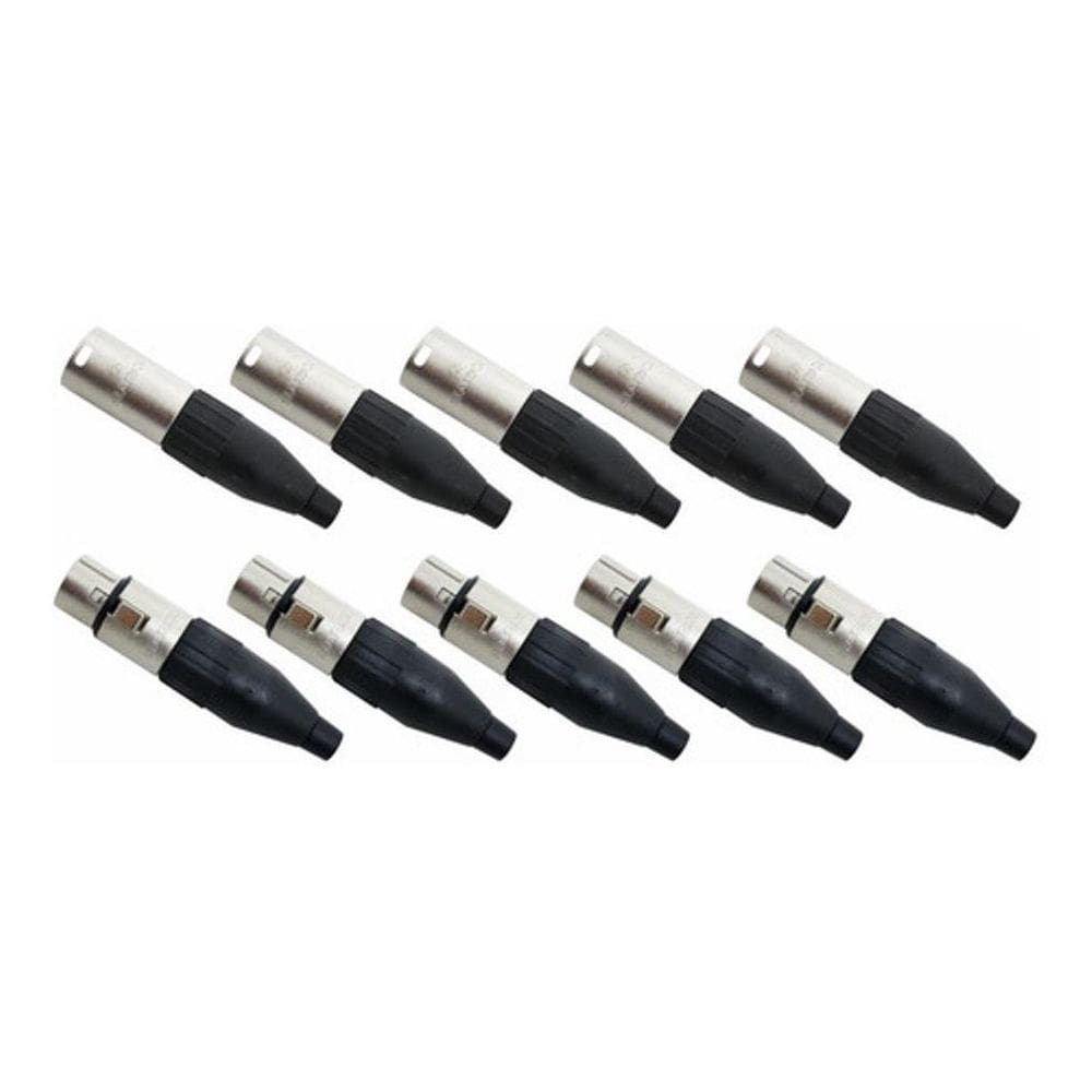 Kit 10 Conector Xlr Canon Macho E Femea Niquelado Sa2X