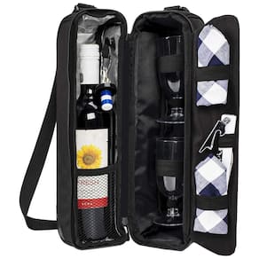ALLCAMP Bolsa Térmica Para Transporte de Vinhos até 1 Garrafa com Compartimentos p, Talheres e Taças