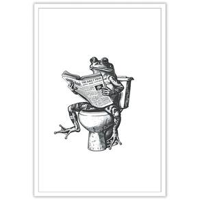 Impressão em tela Funny Bathroom Frog Wall Art Retro Frog 40x60cm