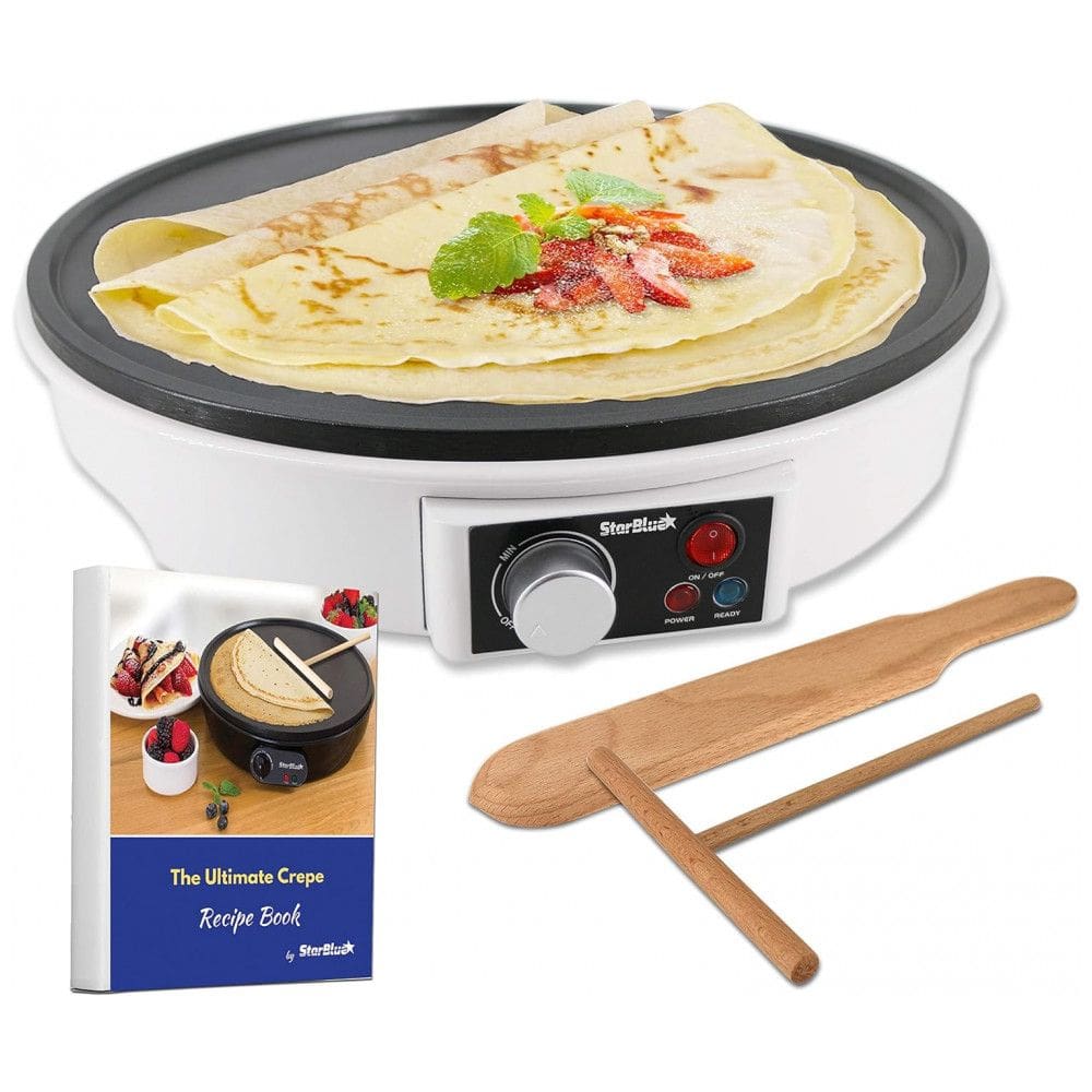 Máquina de Crepe Elétrica antiaderente de Aço inoxidável, 1000W, Branca, 110v, STARBLUE SB BLA03A, Branco