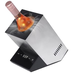 Porta Garrafa Térmico para Vinho em Aço Inoxidável com Tela Digital, COBALANCE CB 100, Cinza