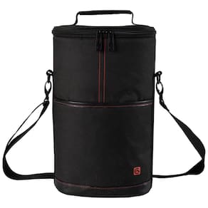 Bolsa Térmica Para Transporte de Vinhos ALLCAMP até 2 Garrafas, Preto e Vermelho