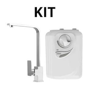 Kit Torneira Monocomando Quadrada 360° Escovada Cozinha + Aquecedor Cardal 4T 6400W 220V