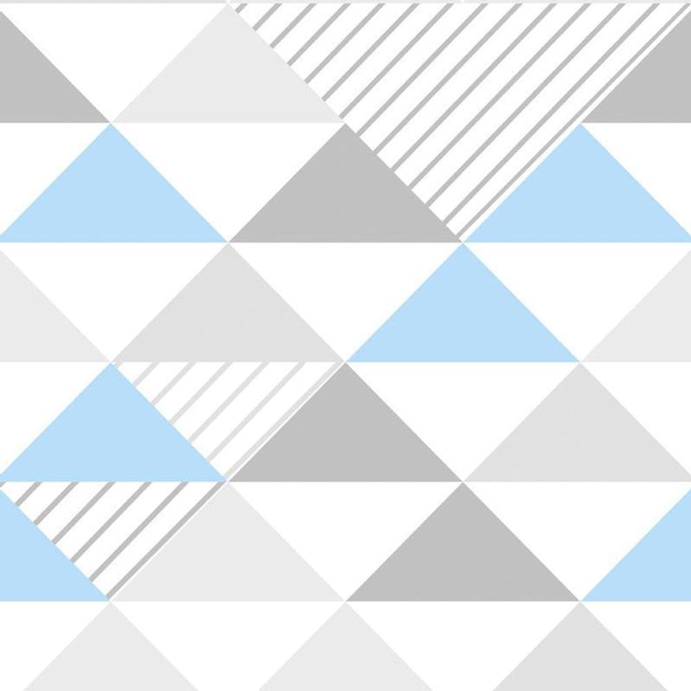 Papel De Parede Triangulo Geométrico Azul Cinza Autocolante