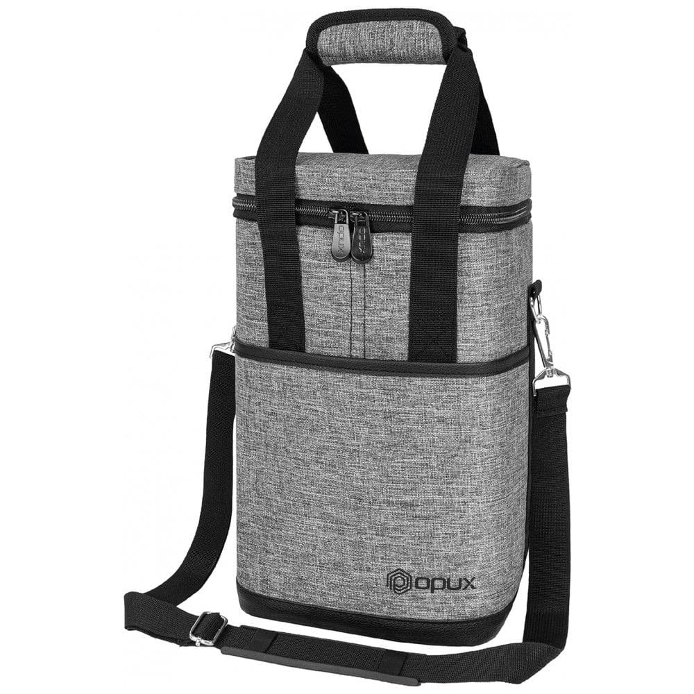 Bolsa Térmica Para Transporte de Vinhos OPUX até 4 Garrafas, Cinza Mesclado