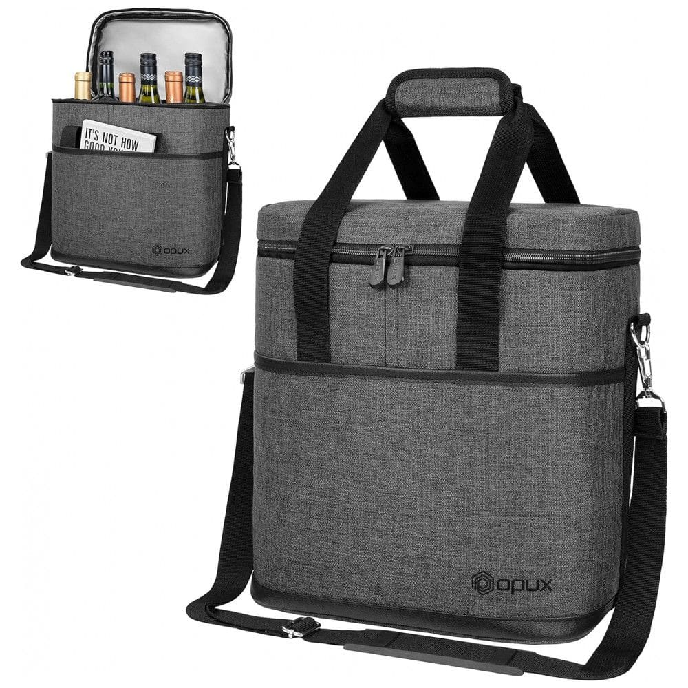 Bolsa Térmica Para Transporte de Vinhos OPUX até 6 Garrafas, Cinza