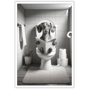 Pôster de lona de banheiro Funny Dachshund Art 40x60cm