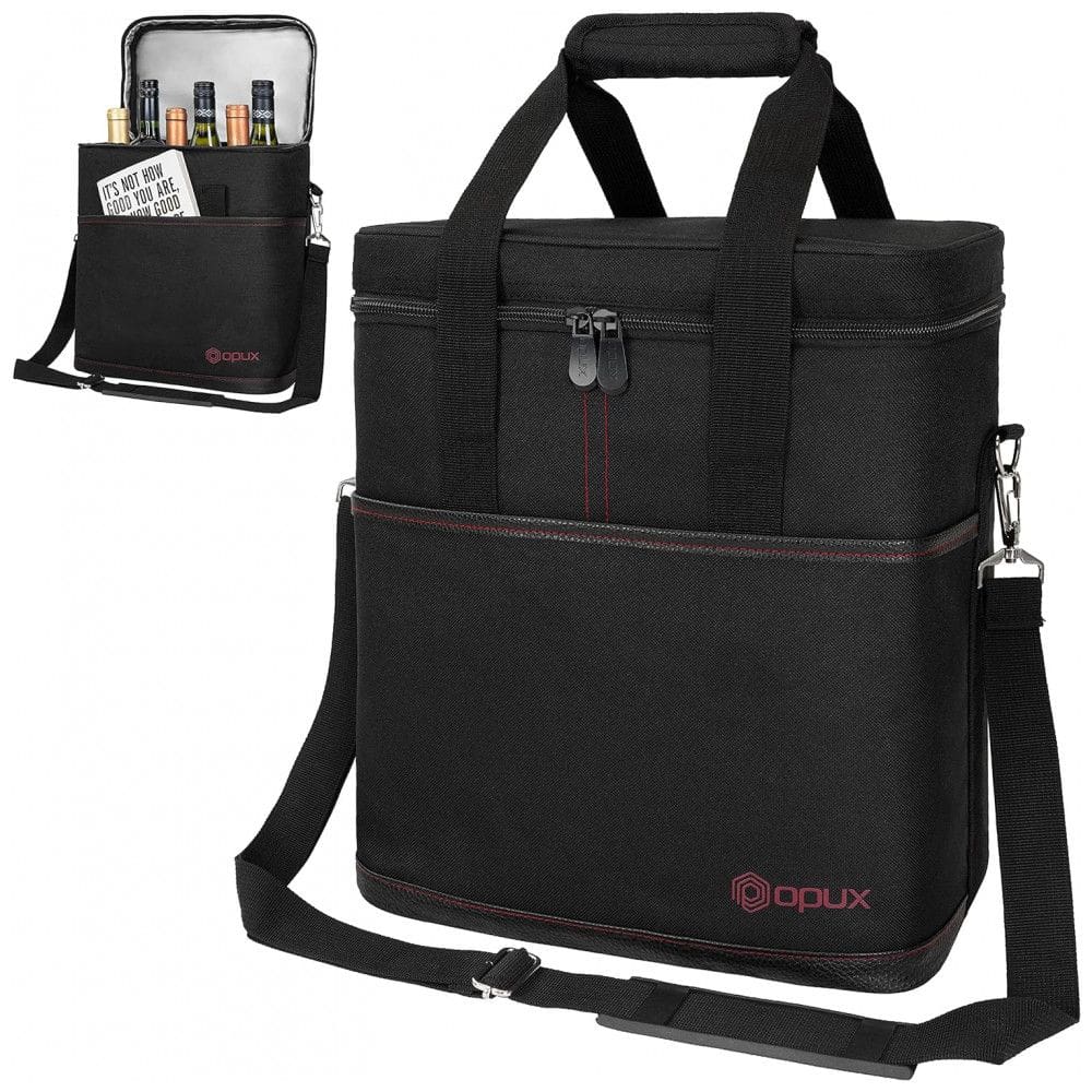 Bolsa Térmica Para Transporte de Vinhos OPUX até 6 Garrafas, Preta