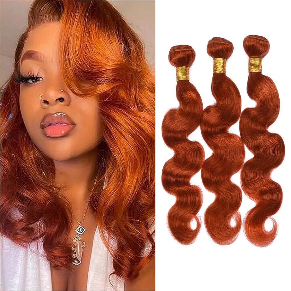 Pacotes de cabelo Yuksoocosh Brazilian Orange Color 350 56cm