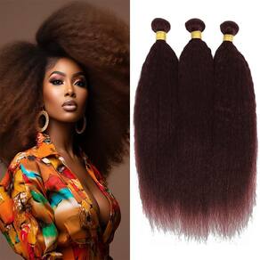 Pacotes de tecelagem de cabelo Yuksoocosh Dark Brown Kinky Straight