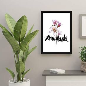 Quadro Decorativo Palavra Saudade 45x34Cm Moldura Preta