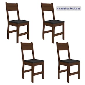 Conjunto 4 Cadeiras para Cozinha Milano Amêndoa/Preto