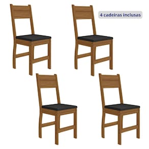Conjunto 4 Cadeiras para Cozinha Milano Carvalho/Preto