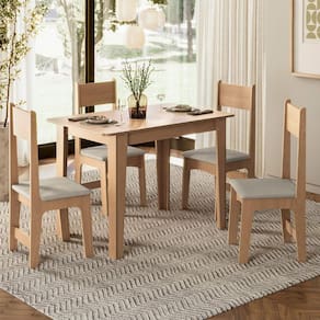 Conjunto Sala de Jantar Mesa Nicoli Retangular 76x109x68cm com 4 Cadeiras Delta Mel