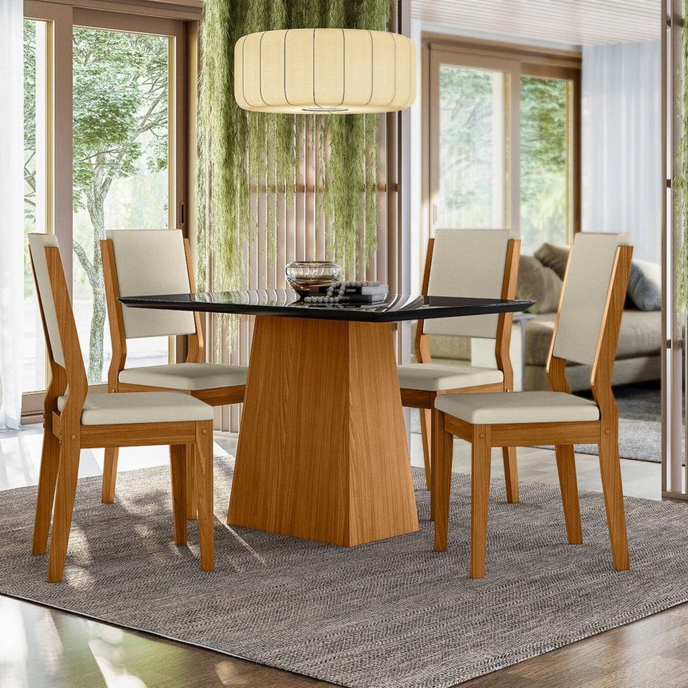 Mesa de Jantar 120cm X 80cm Moderno Ypê/Preto