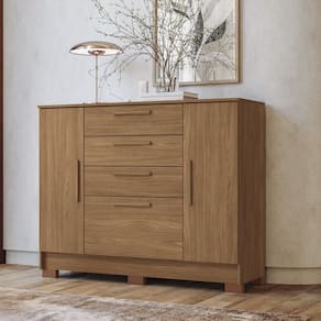Cômoda 2 Portas 4 Gavetas Pinhais 105cm X 130,2cm X 42 Cm Jatoba