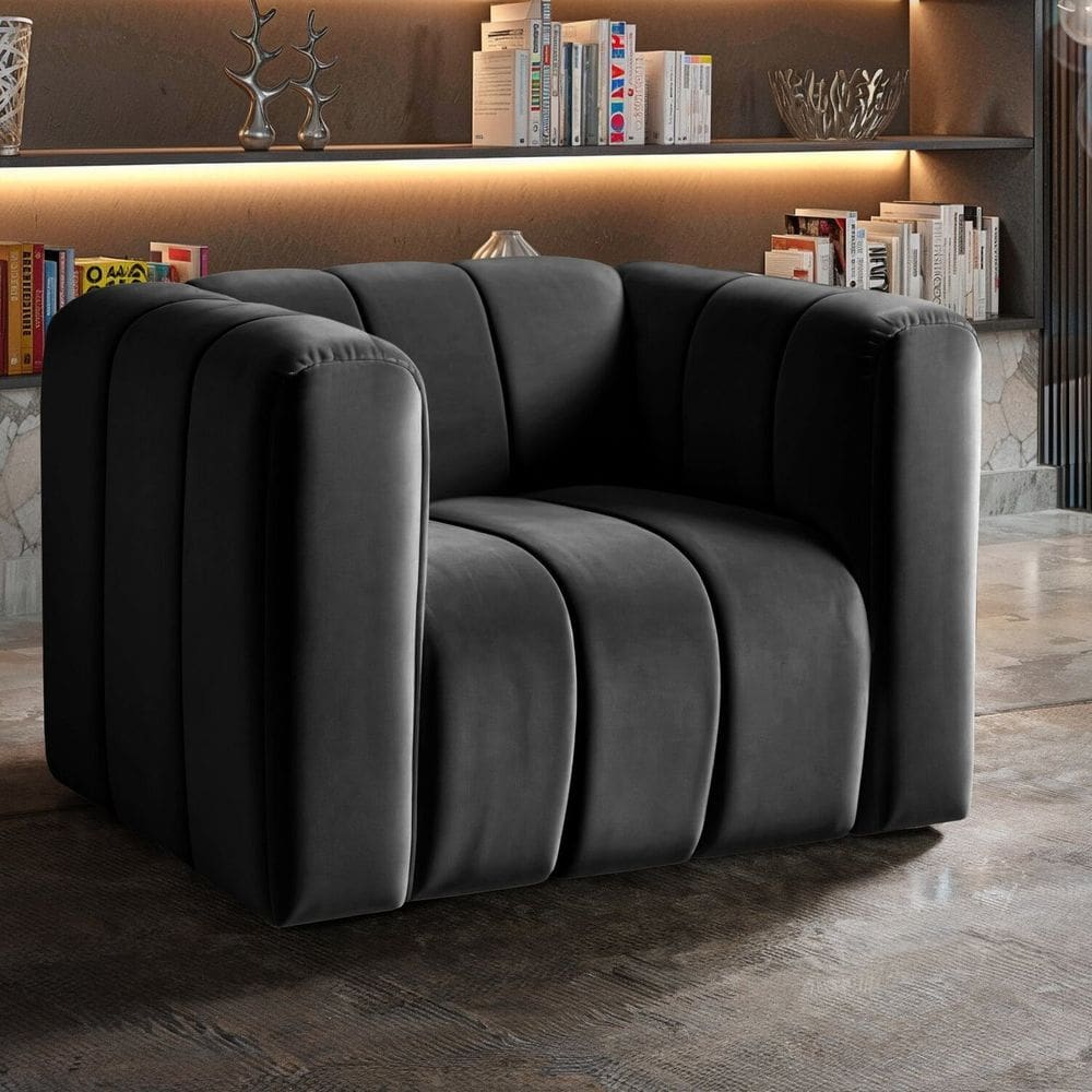 Poltrona Decorativa Retrô Moderna Sala de Estar Preto
