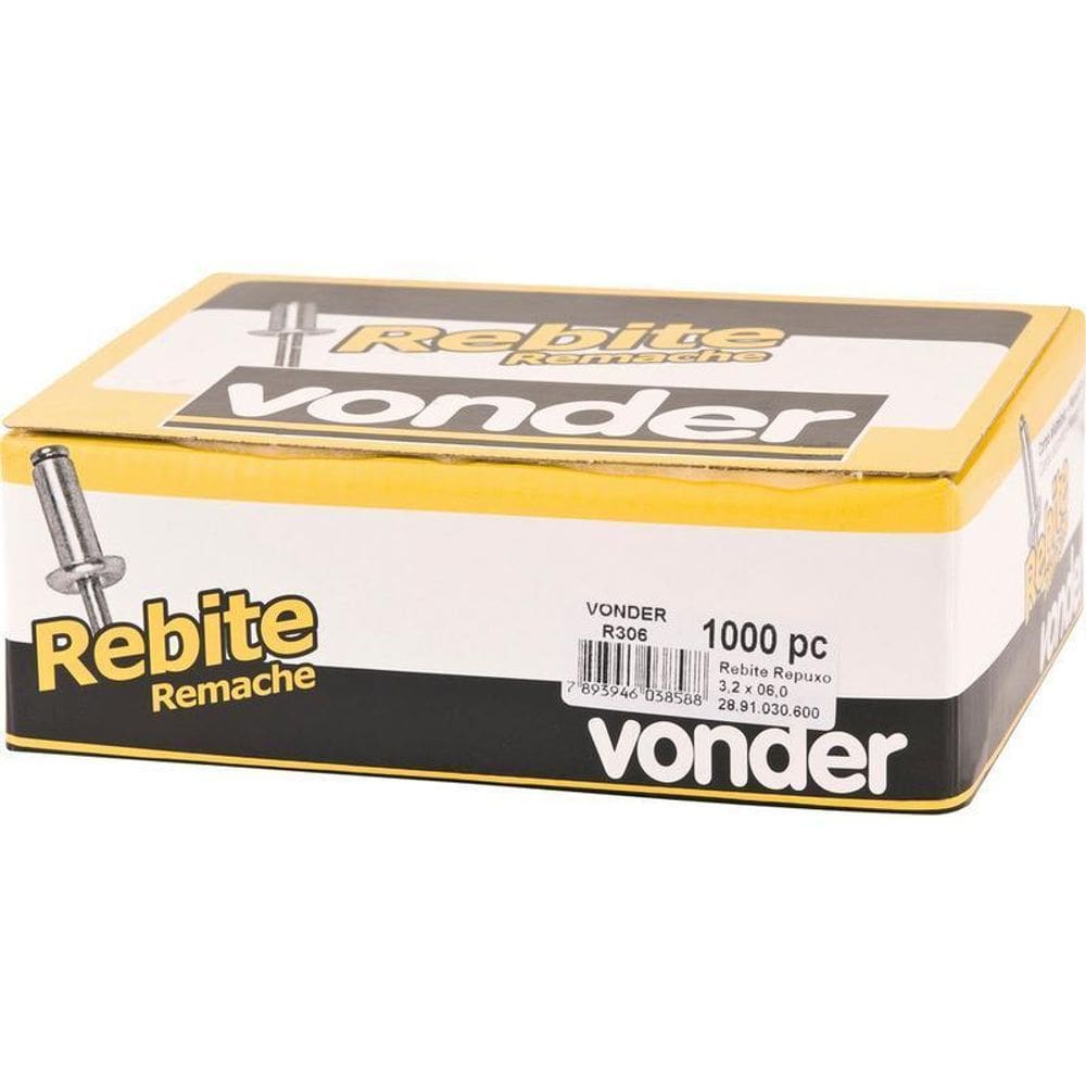 Rebite Repuxo De Alumínio 4,8X12,0Mm Mandril Aço Com 1000 Pe