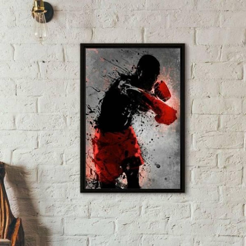 Quadro Decorativo Lutador De Boxe 45X34Cm
