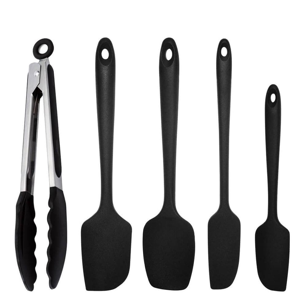 Kit Utensílios De Cozinha Silicone Profissional Preto