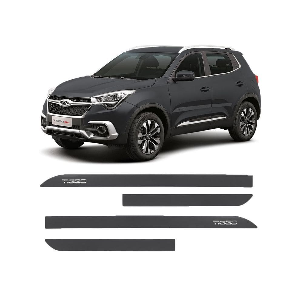Friso Escrita Cromada Chery Tiggo 5 Cinza Escuro Metálico