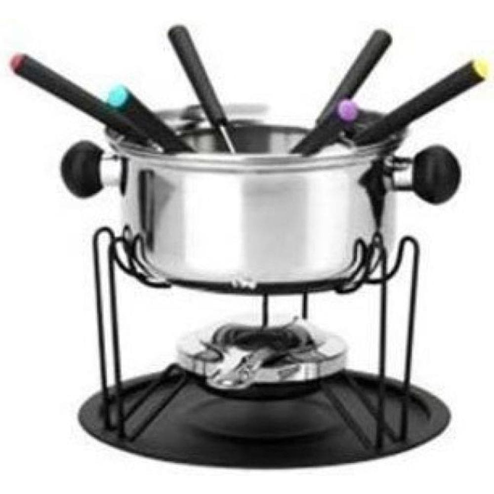 Conjunto Para Fondue Inox 11 Peças 6 Garfos Inox Queijos