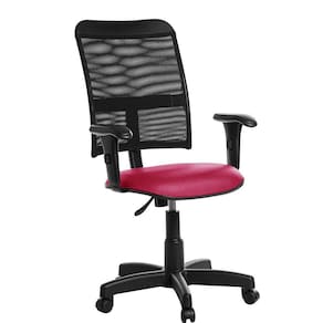 Cadeira De Escritório Em Tela Com Braço Rv Rosa