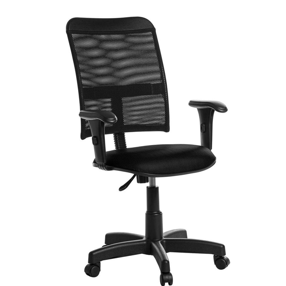 Cadeira Escritório Giratória Tela Com Braço Rj Cor Preto