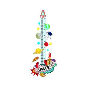 Adesivo De Parede Infantil Régua Astronauta Galaxia
