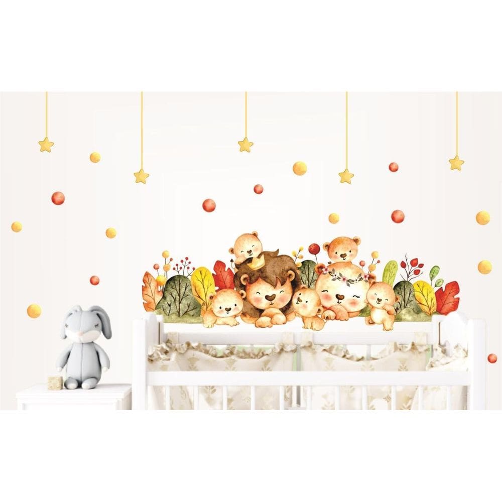 Adesivo De Parede Infantil Cabeceira De Berço Safari Cute