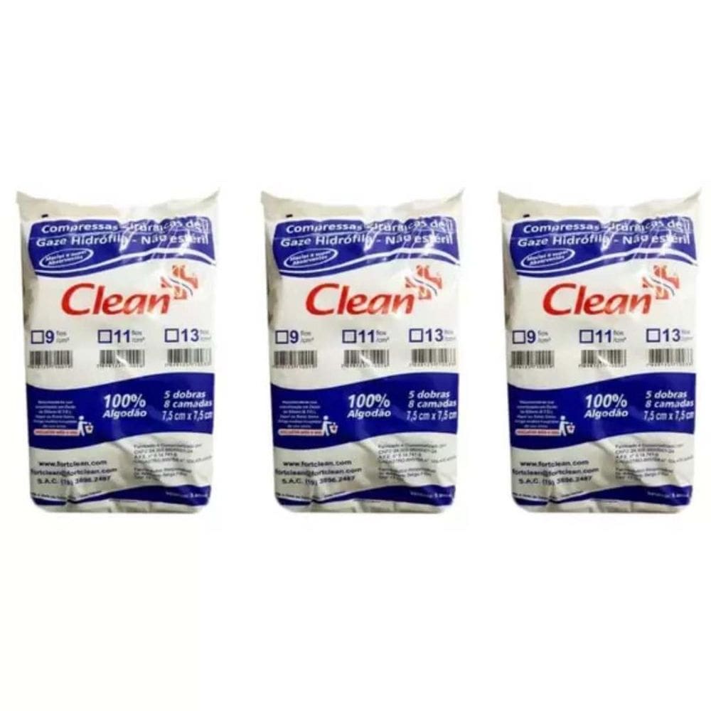 3 Pacotes Compressas De Gazes 13 Fios 180G Pacote Curativo