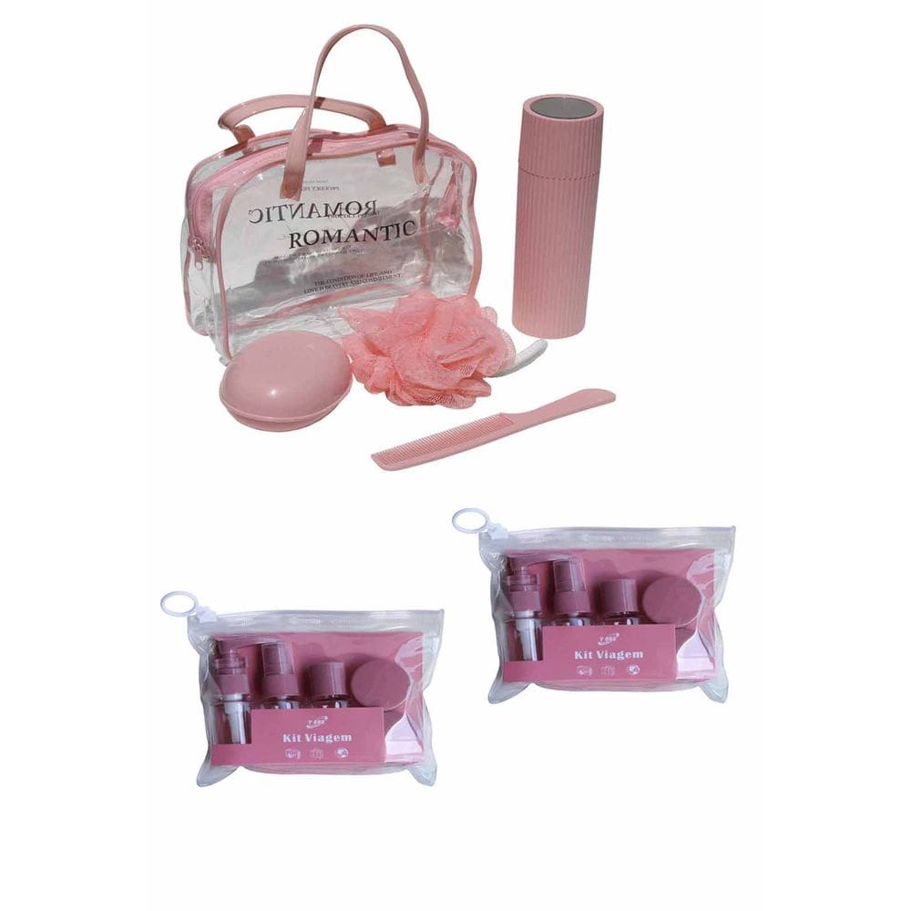Kit 10 Frascos Kit Viagem Saboneteira Porta Escova Esponja