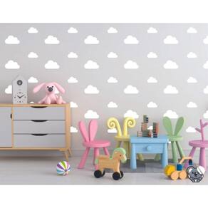 Adesivo De Parede Quarto De Bebês Nuvens Brancas Miniaturas