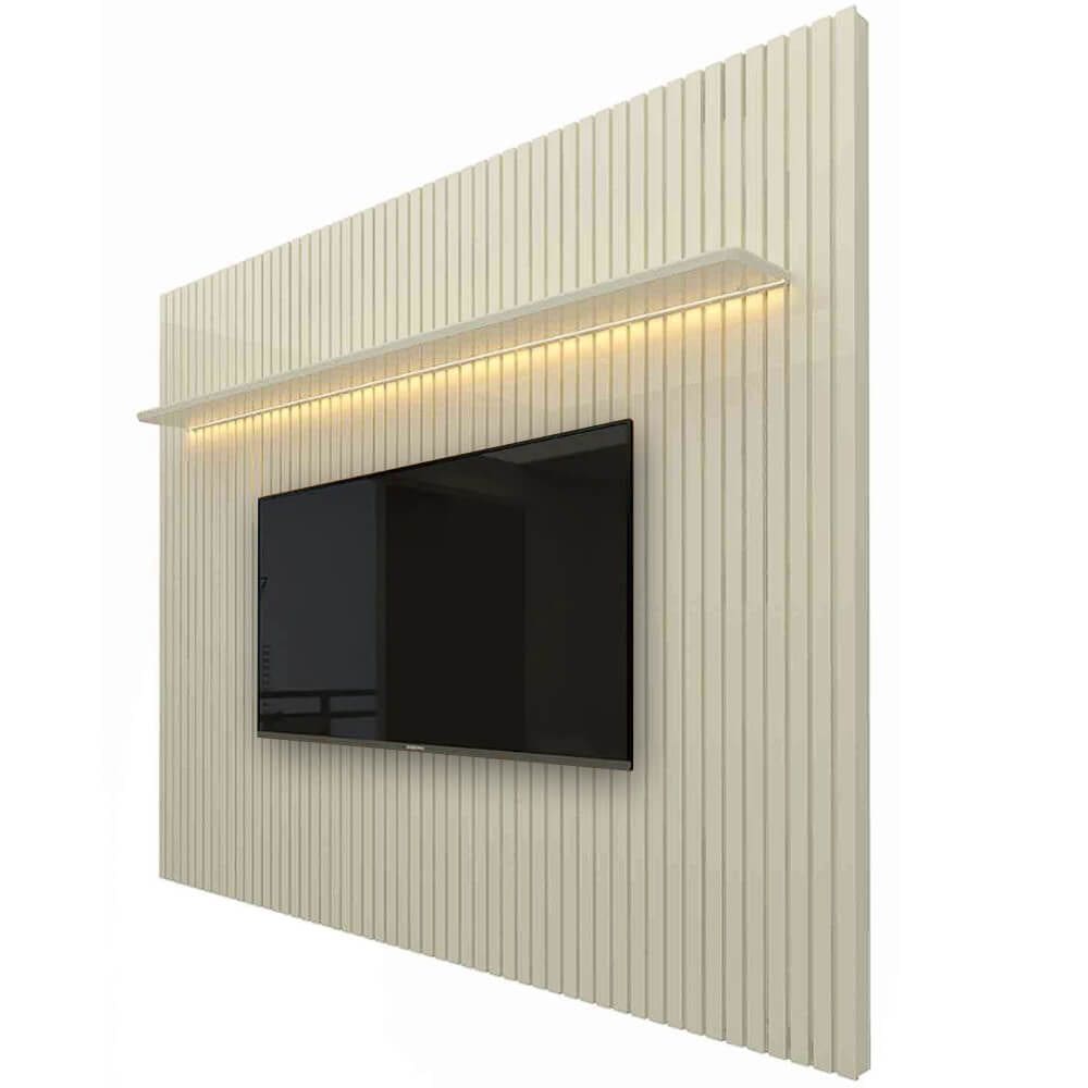 Painel Nobre Sem Nicho 230cm para TV até 85 Polegadas com LED Gelius Cor Off White
