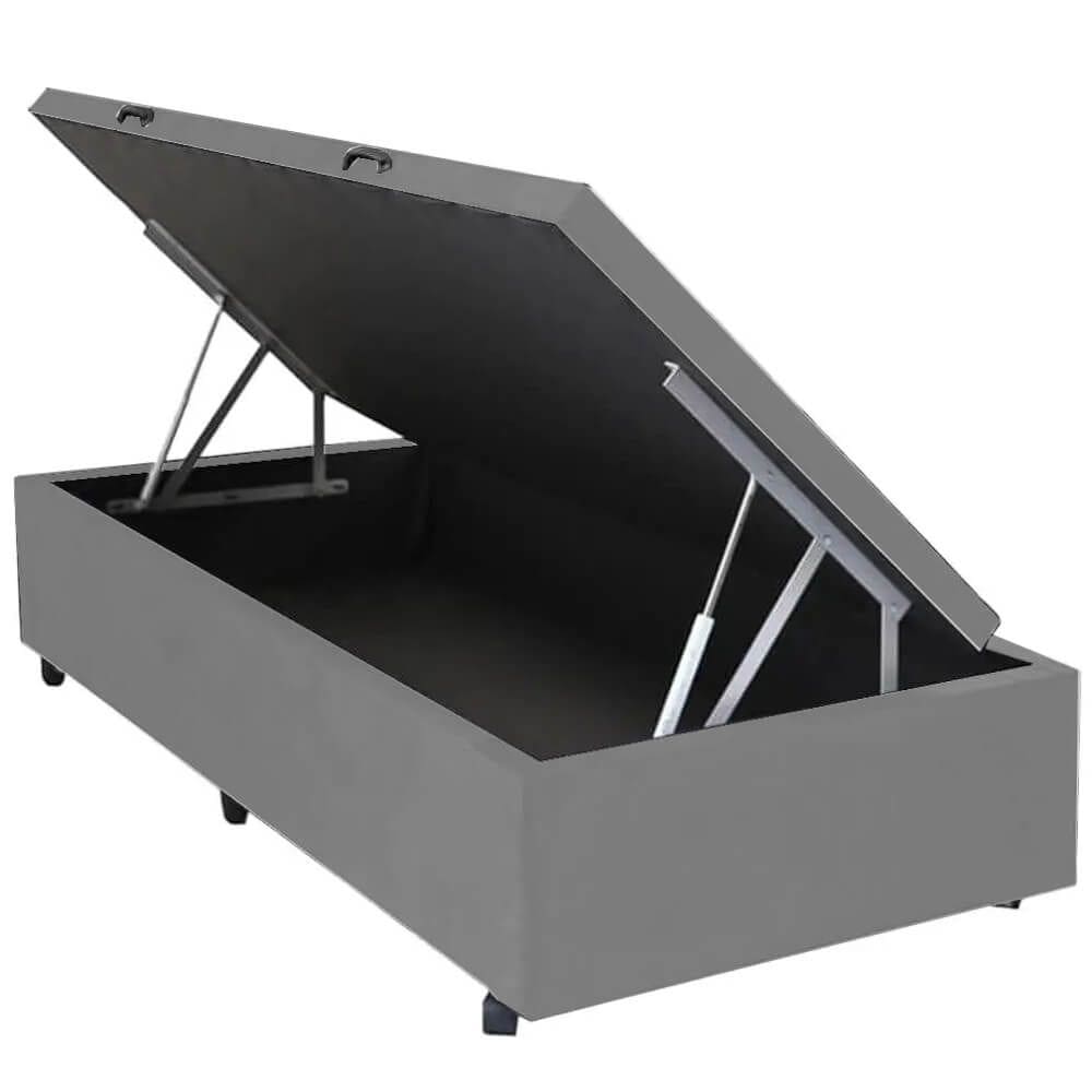 Base Box Com Baú Solteiro 36x88x188 Corino Cor Cinza