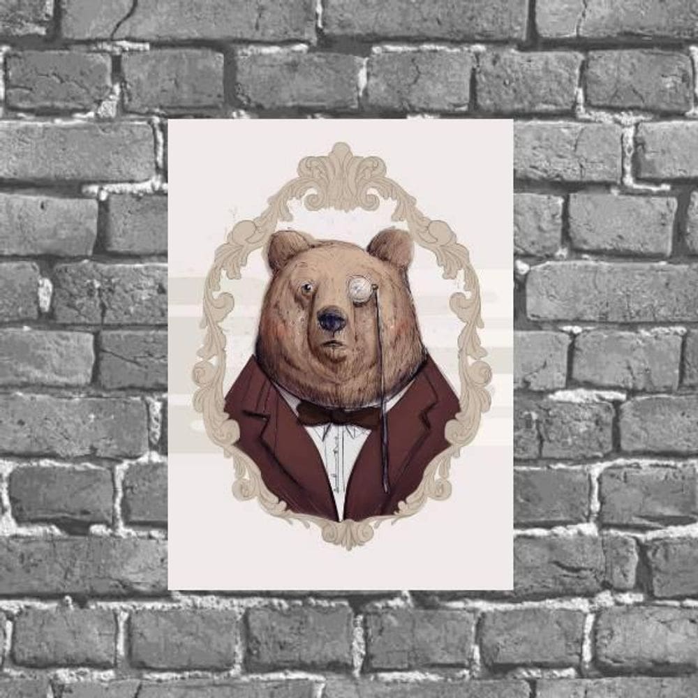 Placa Decorativa Retrô Sr Urso 18X27Cm
