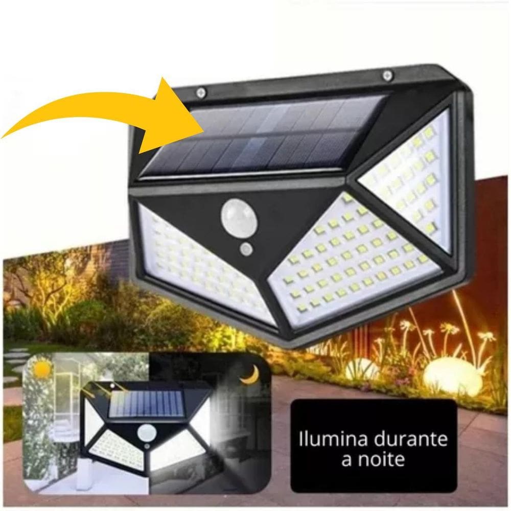Luminária Solar Com Sensor De Presença Carrega Com Sol