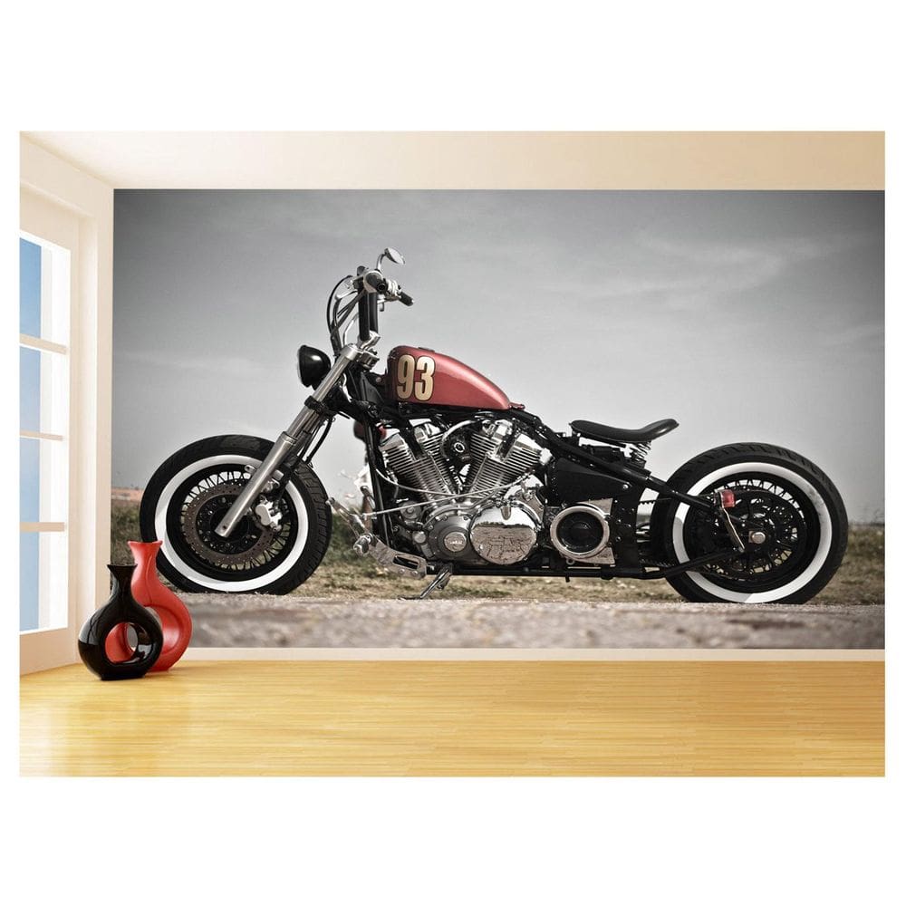 Papel De Parede 3D Moto Custom Chopper Viagem 3,5M Bkm93