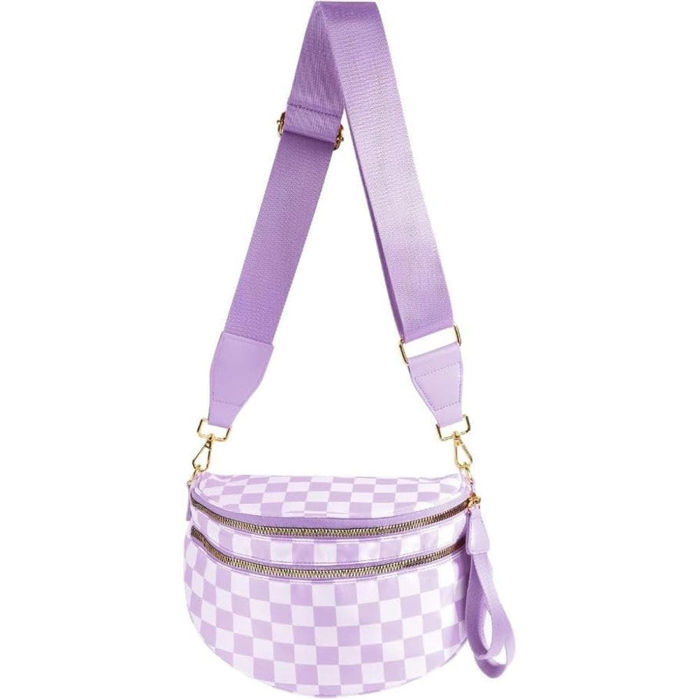 Bolsa tiracolo MEISEY preta/branca quadriculada para mulheres