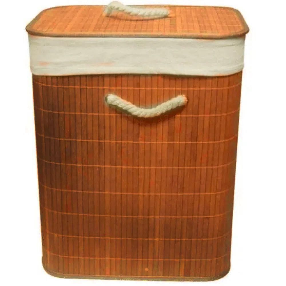 Cesto de Bambu com Tampa - Organizador 40x30x50cm