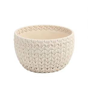 Vaso Decorativo Tramado em Cimento Branco 15cm CS0013 BTC