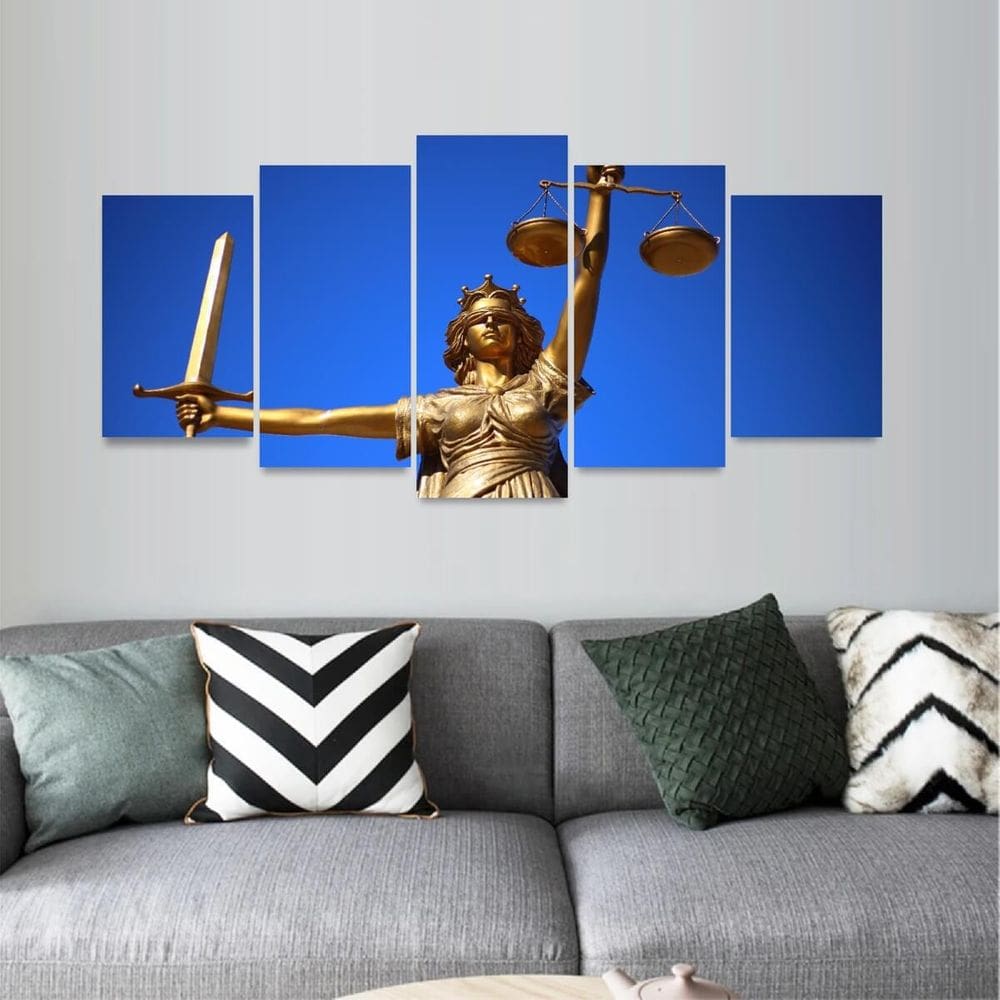 Quadro Justice Mosaico 5 Peças Direito Advocacia Escritórios