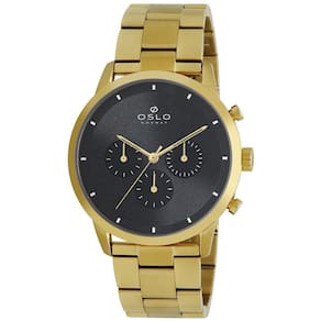 Relógio Oslo Masculino Slim Cronógrafo Dourado 43MM Safira