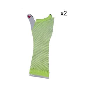 Kit 2 Pares Luva Arrastão Longa Verde Neon Fantasia Fashion
