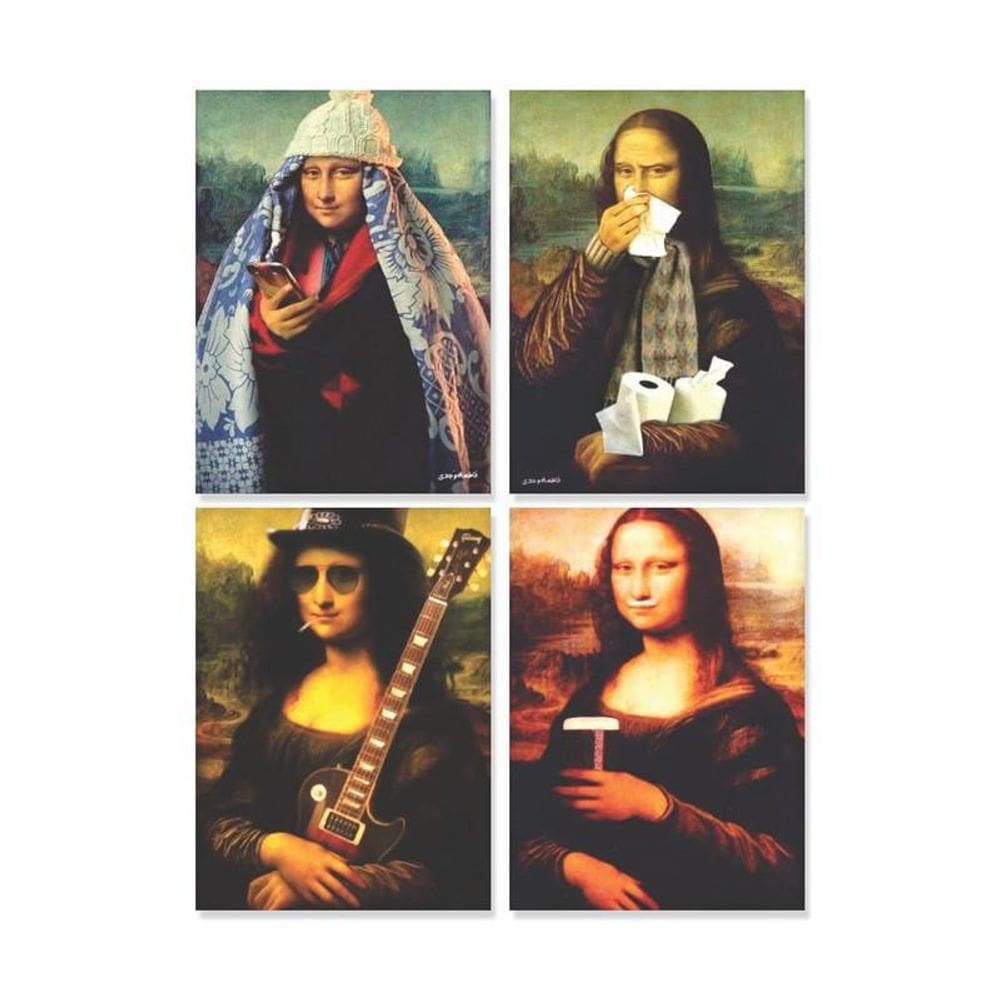 Quadro Decorativo Monalisa Psicodélica 4 Peças 22x30cm
