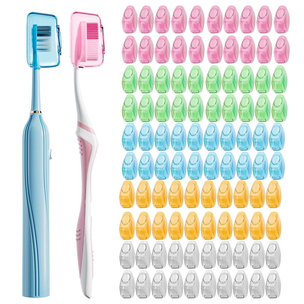 Capas para escovas de dentes Muslish, pacote com 100 unidades, ajuste universal, multicolorido