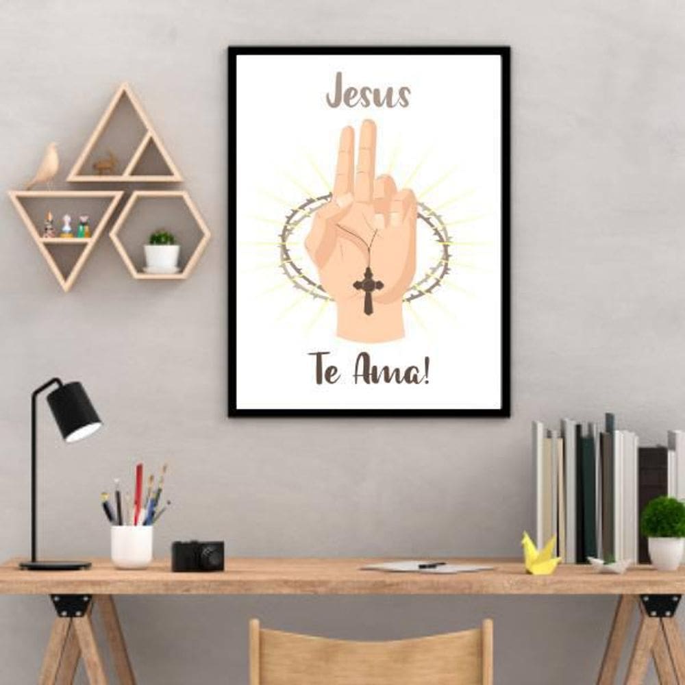 Quadro Decorativo Jesus Te Ama 34x23Cm