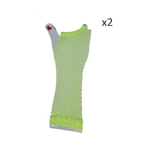 Kit 2 Pares Luva Arrastão Longa Verde Neon Fantasia Fashion