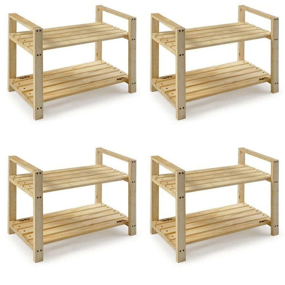Kit 4 Armários Multiuso Sapateira Pinus Bege